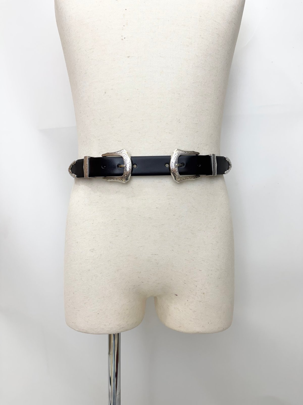 TOGA TOO / Double buckle wide belt | glitter