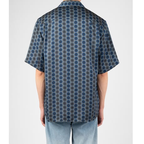 LADMUSICIAN / SILKY SATIN INKJET OCTAGON OPEN COLLAR SHORT SLEEVE SHIRT