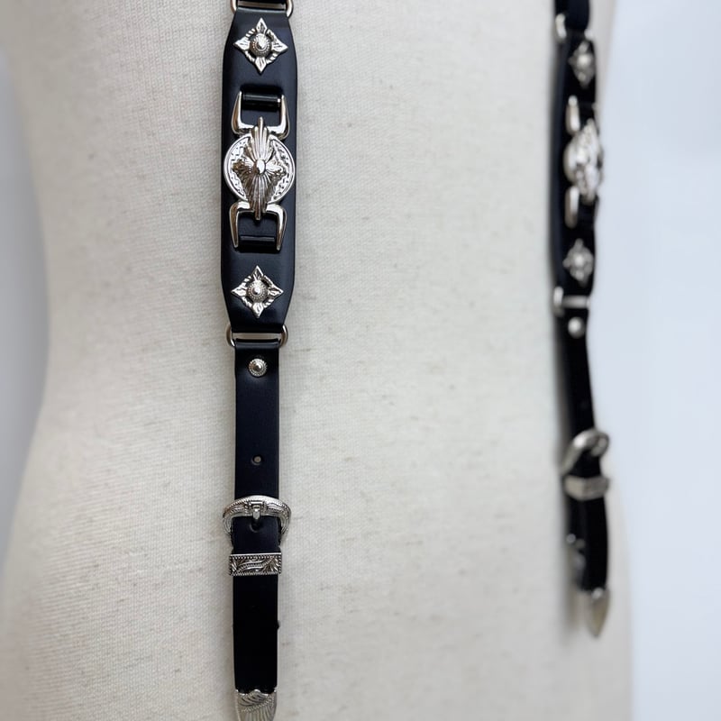 TOGA TOO / Metal leather suspenders | glitter