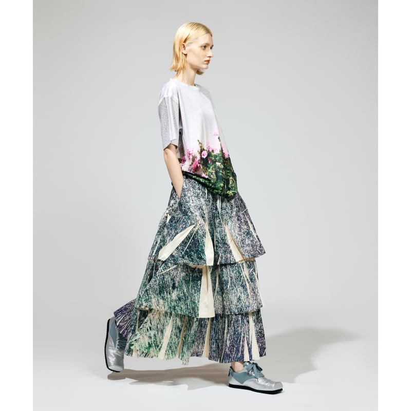 Nontokyo プリントスカート NONTOKYO / DIRECT PRINT RIB GATHER LONG SKIRT |