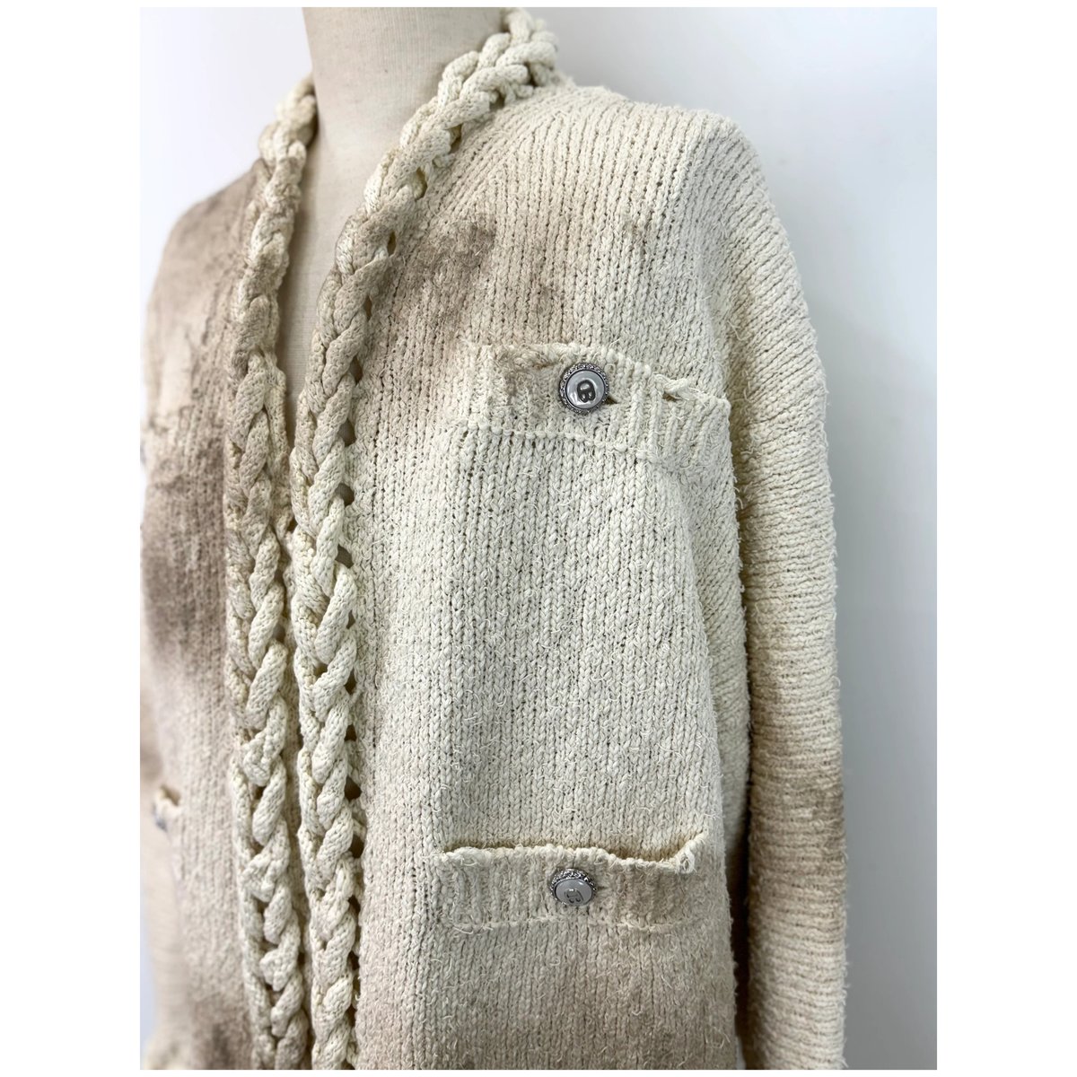 DOUBLET / CHAINED SLASH KNIT CARDIGAN | glitter