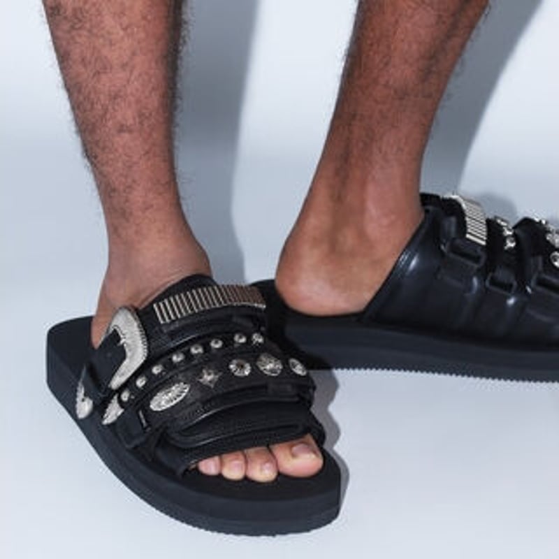 TOGA / トーガ | × SUICOKE スイコック / オープントゥ ベルクロ サンダル | 22cm | ブラック | レディース
