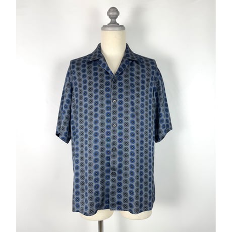 LADMUSICIAN / SILKY SATIN INKJET OCTAGON OPEN COLLAR SHORT SLEEVE SHIRT
