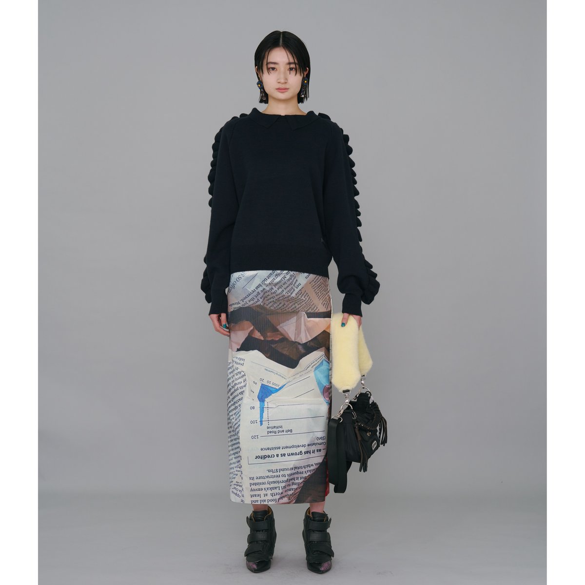 最終値下】NON TOKYO PRINT RIB TIGHT SKIRT