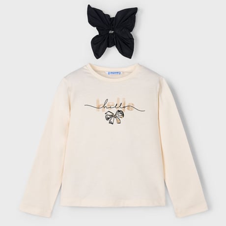 〈mayoral〉 Long-sleeved top with scrunchie (black) ※KIDS