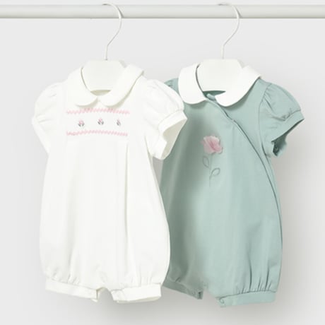 〈mayoral〉Collared romper 2-piece set (green) ※BABY