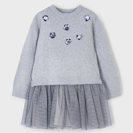 〈mayoral〉Flower-decorated sweaters and dresses (gray) ※KIDS