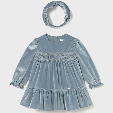 〈mayoral〉Headband and velour dress set (blue)※BABY