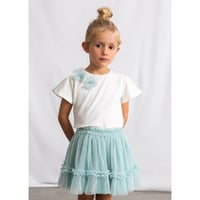 〈mayoral〉T-shirt and tulle skirt set (green) ※KIDS