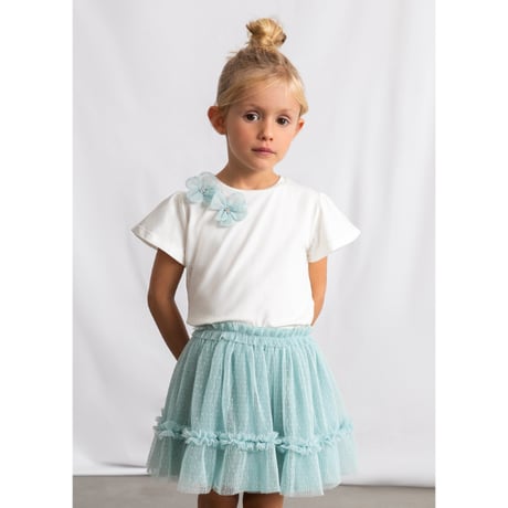〈mayoral〉T-shirt and tulle skirt set (green) ※KIDS