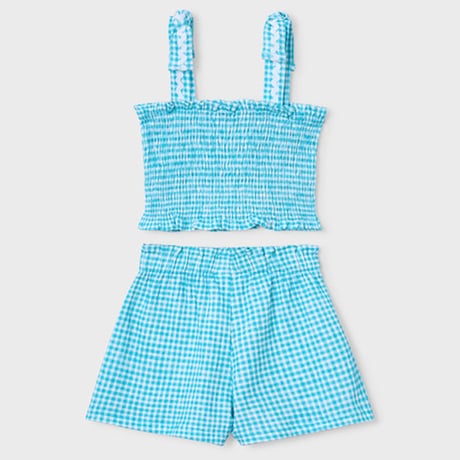 〈mayoral〉Gingham Smocked Top and Shorts Set ※KIDS