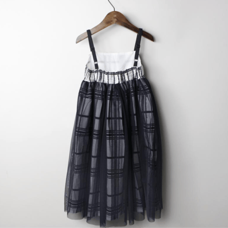 〈MAAROOK〉Sheer fringe check tulle jumper skirt ※BABY/KIDS/JUNIOR