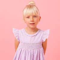 〈Albetta〉Gingham Dress (lavender）※BABY&KIDS