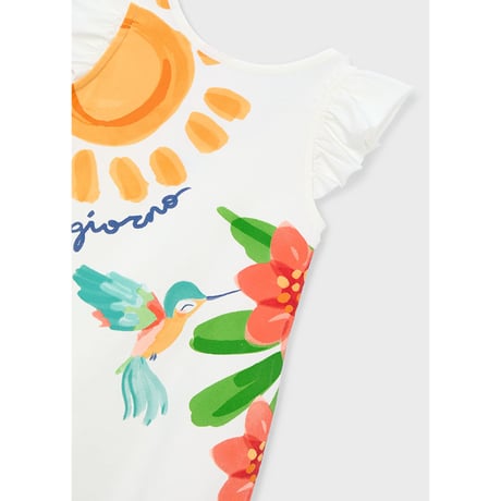 〈mayoral〉A-line print dress (white) ※KIDS