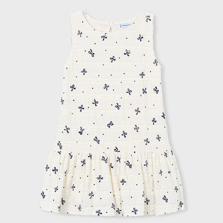 〈mayoral〉ribbon print dress (white) ※KIDS