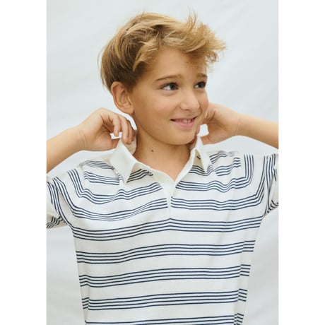 〈mayoral〉Knit polo ( navy blue border)※JUNIOR