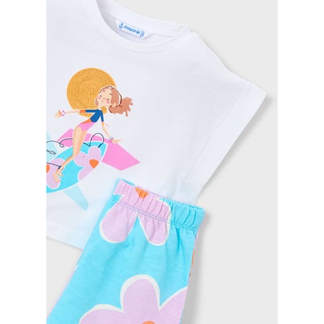 〈mayoral〉French sleeve top and shorts 2-piece set  (blue)