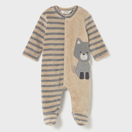 〈mayoral〉Front-opening romper 2-piece set (beige) ※BABY