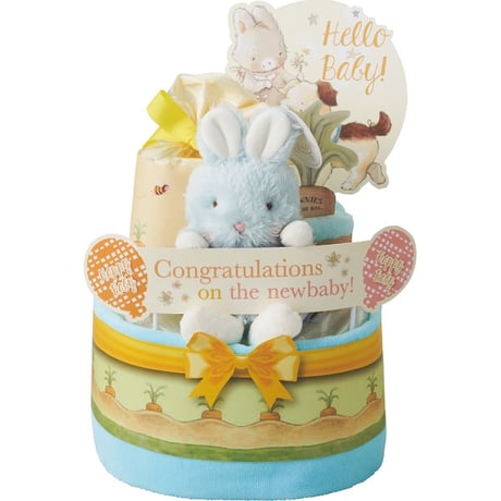 キャロットラペオリジナルダイパーケーキ〈Bunnies By The Bay〉"Rabbit" diaper cake (Blue)