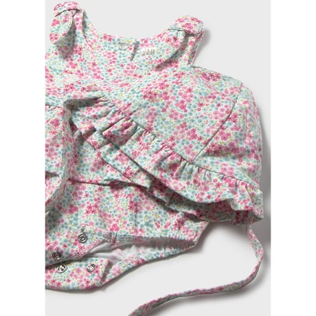 〈mayoral〉rompers and baby hat (green flower) ※BABY