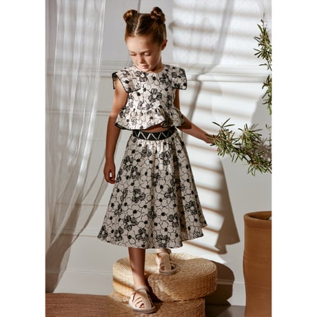 〈Abel&Lula〉Skirt set (black and white) ※KIDS&JUNIOR