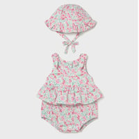 〈mayoral〉rompers and baby hat (green flower) ※BABY