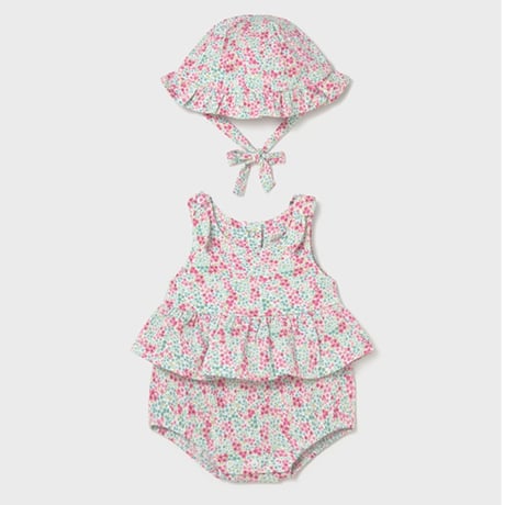 〈mayoral〉rompers and baby hat (green flower) ※BABY