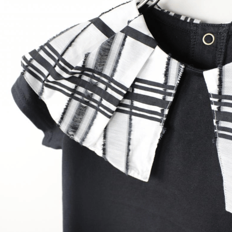 〈MAAROOK〉Sheer fringe check collar jersey T-shirt ※BABY/KIDS/JUNIOR