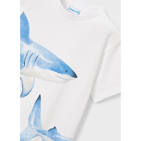 〈mayoral〉Shark print T-shirt (white) ※KIDS