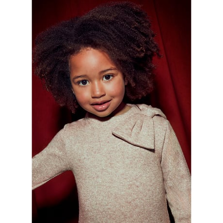 〈mayoral〉Big ribbon dress (beige) ※KIDS
