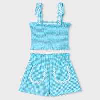 〈mayoral〉Gingham Smocked Top and Shorts Set ※KIDS