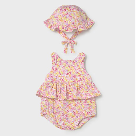〈mayoral〉rompers and baby hat (yellow flower) ※BABY