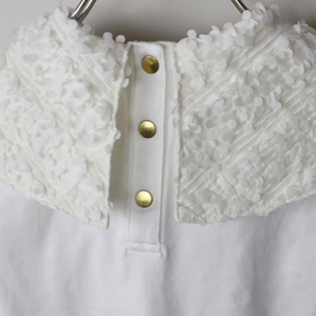 〈MAAROOK〉Snow Willow Ribbon Collar Jersey T-Shirt(white) ※BABY/KIDS/JUNIOR
