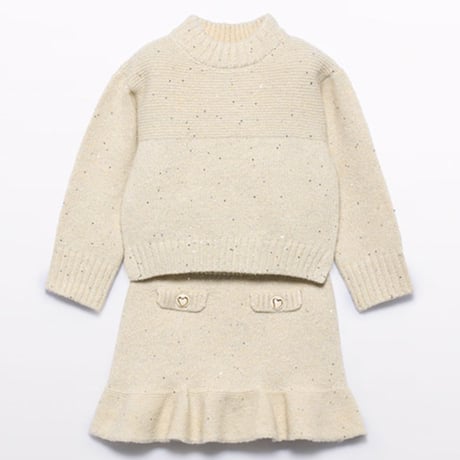 〈Abel&Lula〉Glitter knit top and bottom set (White) ※KIDS&JUNIOR