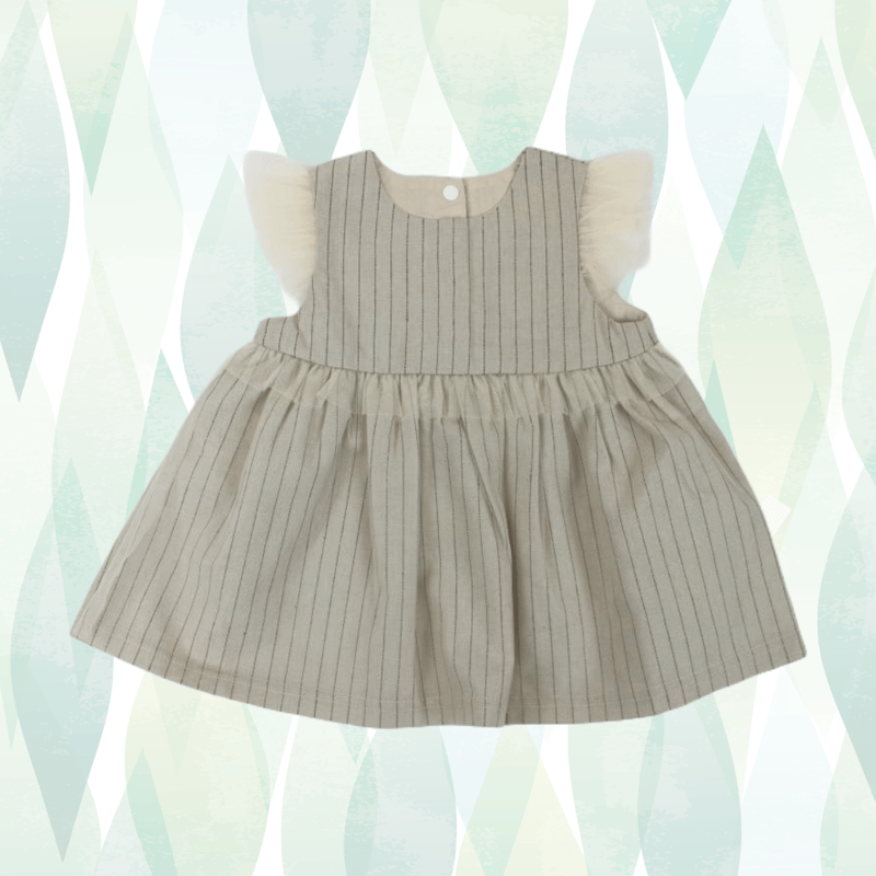 MAAROOK〉Stripe hemp apron dress (Beige) ※BABY