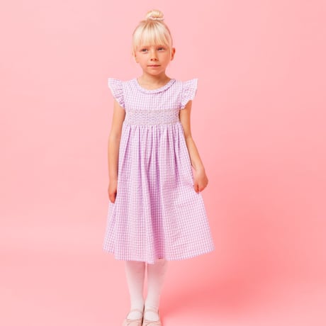 〈Albetta〉Gingham Dress (lavender）※BABY&KIDS
