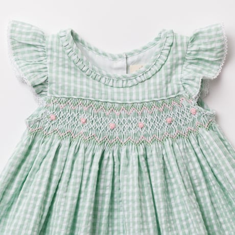 〈Albetta〉Gingham Dress (Mint green）※BABY&KIDS