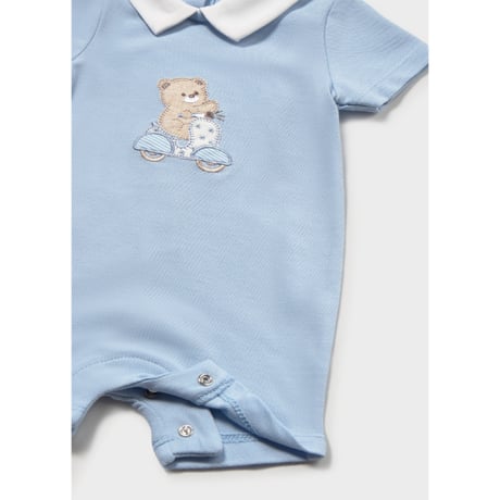 〈mayoral〉Collared romper 2-piece set (blue) ※BABY