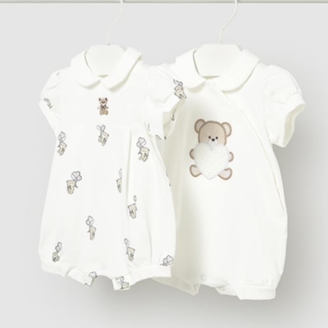 〈mayoral〉Collared romper 2-piece set (white) ※BABY