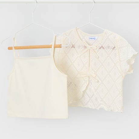 〈mayoral〉Lace top with camisole (cream) ※KIDS