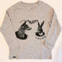 〈LION of LEISURE〉"Fox and Rabbit" long sleeve t-shirts (Light gray) ※KIDS
