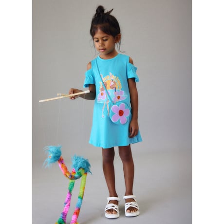 〈mayoral〉One-piece dress with pochette (aqua blue) ※KIDS