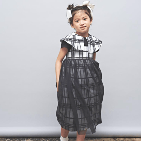 〈MAAROOK〉Sheer fringe check collar jersey T-shirt ※BABY/KIDS/JUNIOR