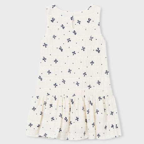 〈mayoral〉ribbon print dress (white) ※KIDS