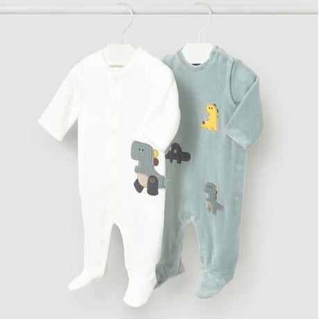 〈mayoral〉Front-opening romper 2-piece set (green) ※BABY