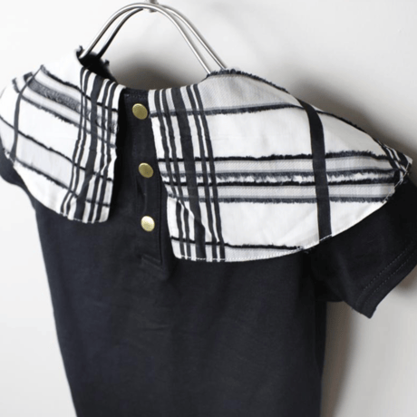 〈MAAROOK〉Sheer fringe check collar jersey T-shirt ※BABY/KIDS/JUNIOR