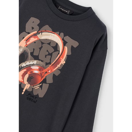 〈mayoral〉 Headphone Print Long Sleeve T-Shirt (dark gray) ※KIDS