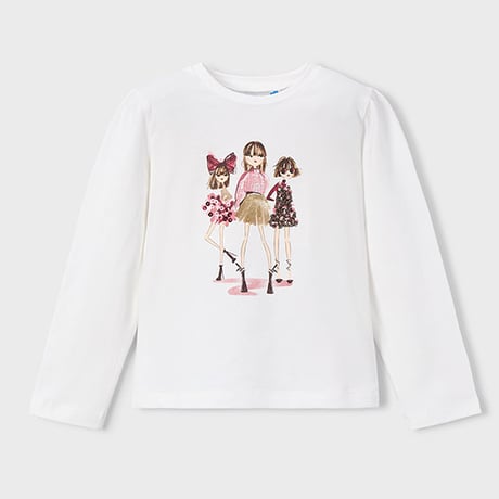 〈mayoral〉3 girls print long sleeve T-shirt (pink x off white) ※KIDS
