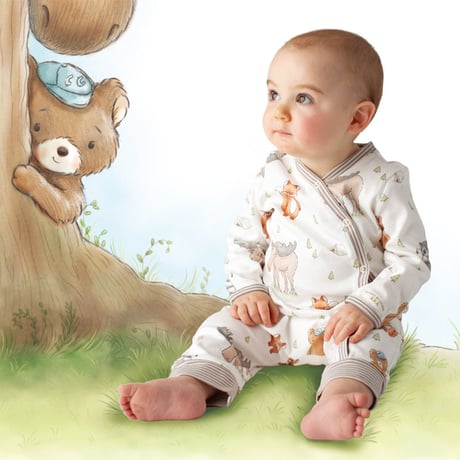 〈Bunnies By The Bay〉"Fox" rompers (White/Brown)