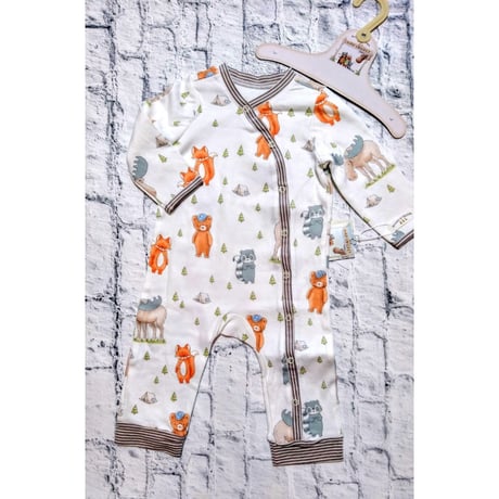 〈Bunnies By The Bay〉"Fox" rompers (White/Brown)